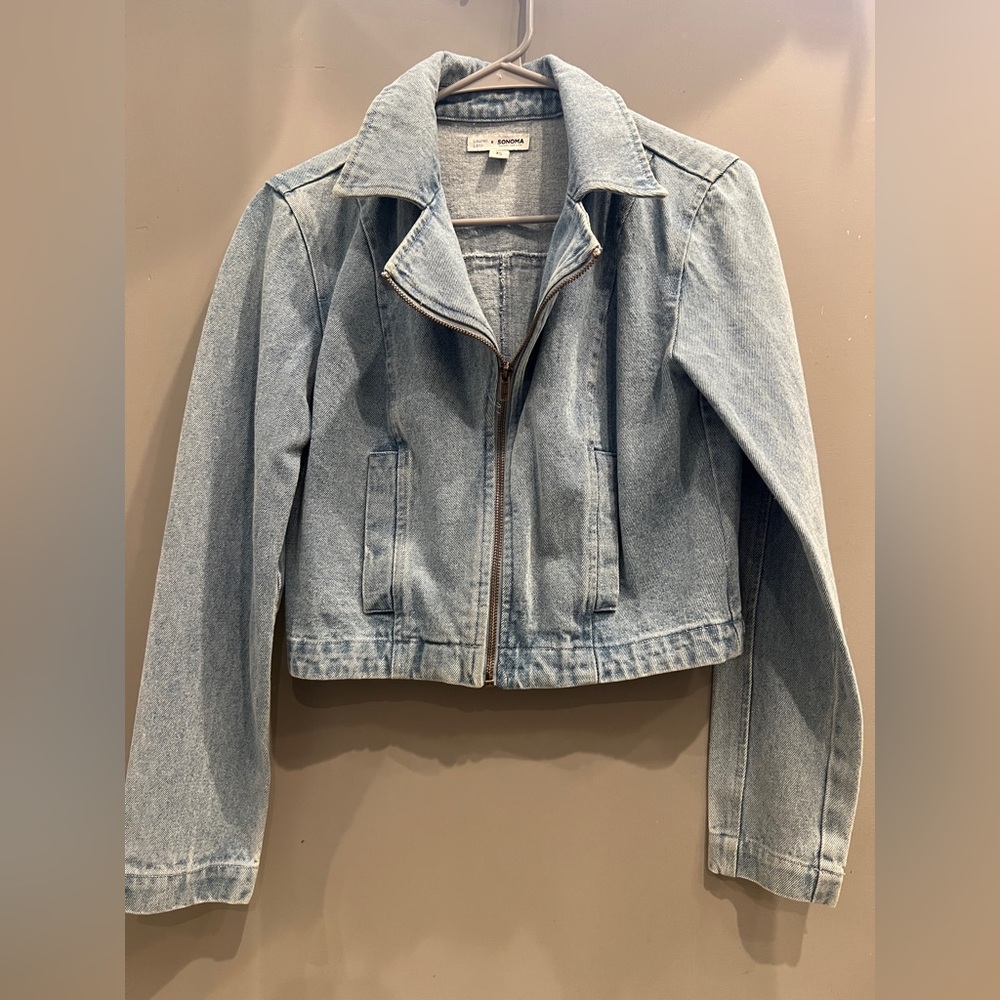 Sonoma Blue Jean Jacket Cropped Light Wash